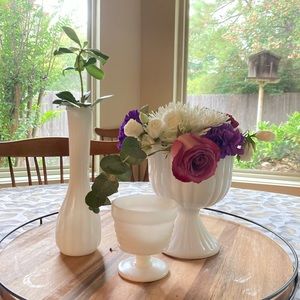 Three-piece Milk Flower Vase Set